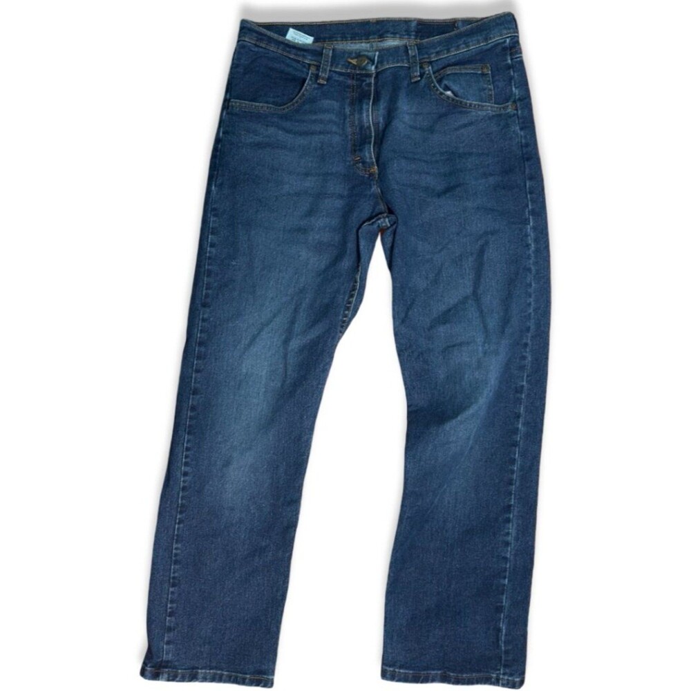 Wrangler Mens 32x30 Regular Fit Jeans Medium Dark Wash Straight Leg Denim - Picture 2 of 7
